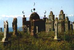 Cmentarz muzułmański na północnym brzegu jeziora Issyk-Kul